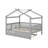 Wooden House Bed With Trundle, Bunk Bed With Roof-1394926851-1394926853