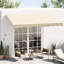Auvent de terrasse beige 10 pi x 8 pi, abri de soleil pour terrasse avec tissu aquatique, manivelle manuelle, pour balcon, cour, parasol et terrasse en aluminium, cour