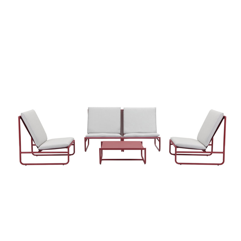 Sean 5 Piece Sofa Set, Red, Red