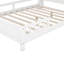 Lit plateforme double en bois avec éclairage à DEL intégré, tête de lit avec rangement et garde-corps, blanc