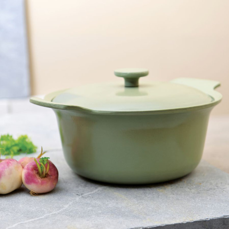 BergHOFF Ron 4.4 Qt. Cast Iron Stock Pot with Lid, Green