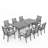 9 Piece Patio Dining Set, Outdoor Dining Table And Chairs Set For 8, 8 PVC-coated polyester Chairs, 1 Iron Rectangular Table With Adjustable Umbrella Hole, Patio Furniture Set For Deck, Backyard, Lawn, Poolside, Brown/gray/blue-110189128