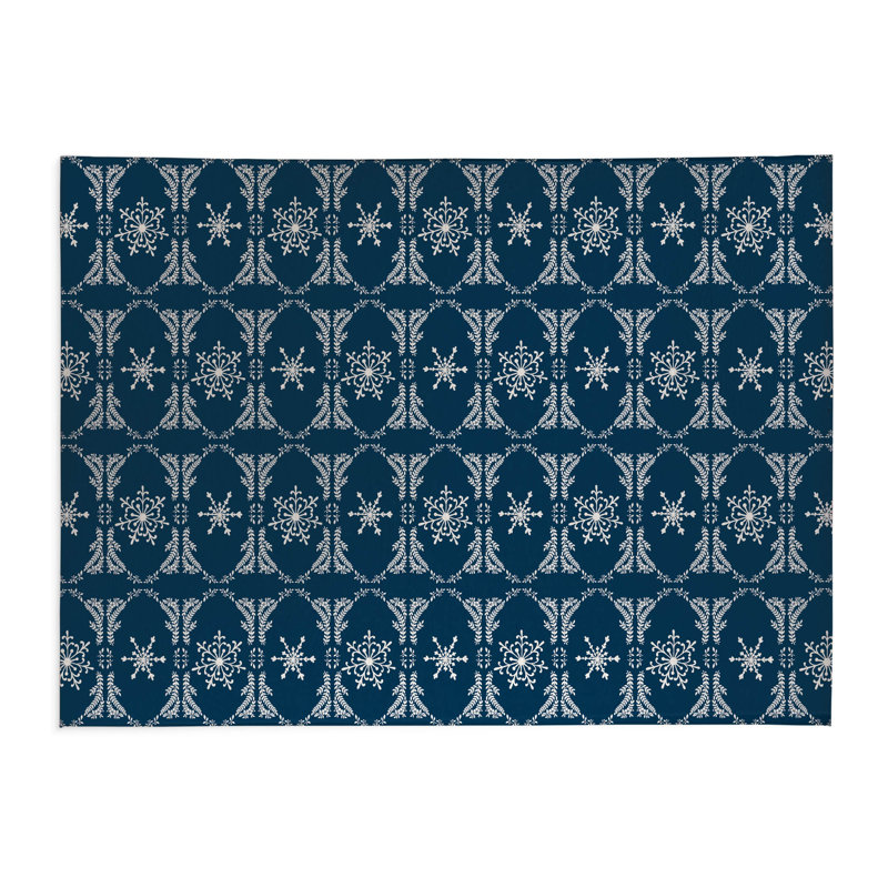 Tapis de cuisine Snowflake, Bleu très foncé, Rectangulaire 2 pi x 3 pi