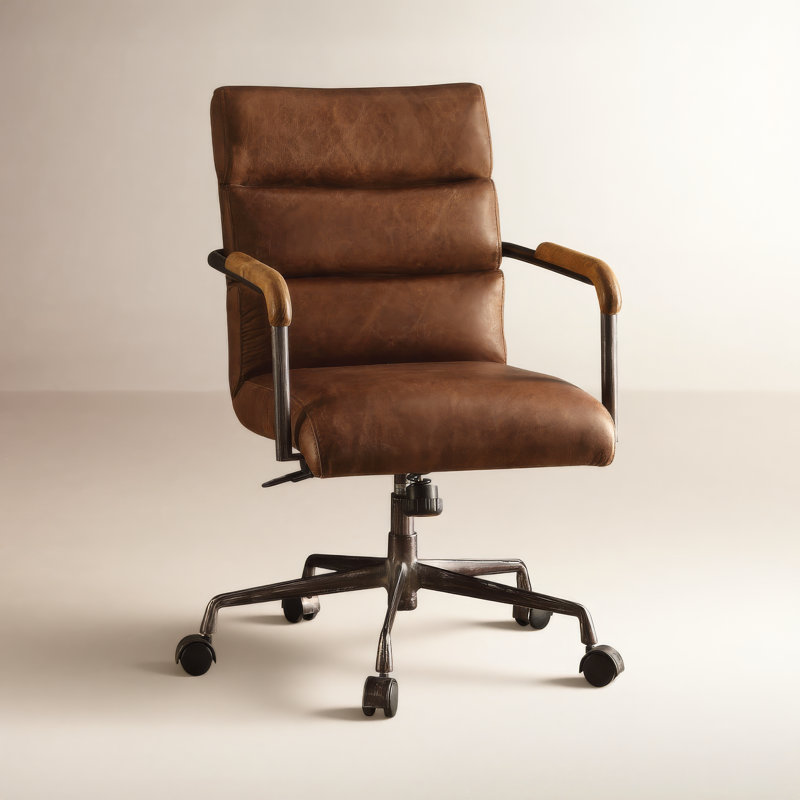 Fauteuil de conférence en cuir véritable Springtown, Brun rétro