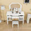 Bureau de maquillage avec miroir ajustable, tiroir de rangement, armoire et tabouret