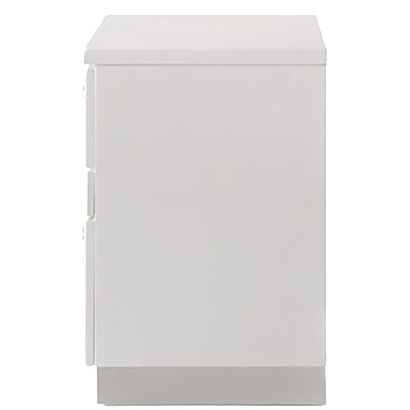 Table de chevet blanche à haute brillance - 3 tiroirs avec enchantement doublé de feutre 3 po pour un toucher doux