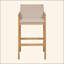 Tabouret de bar d'extérieur en bois, bois avec coussin, ensemble de 2