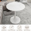 Table basse de 27,6 pouces de style Mid-Century moderne, pouvant accueillir de 2 à 4 personnes, avec un plateau de table rond en marbre veiné de blanc, pour divers décors.-1311374419-1311374420