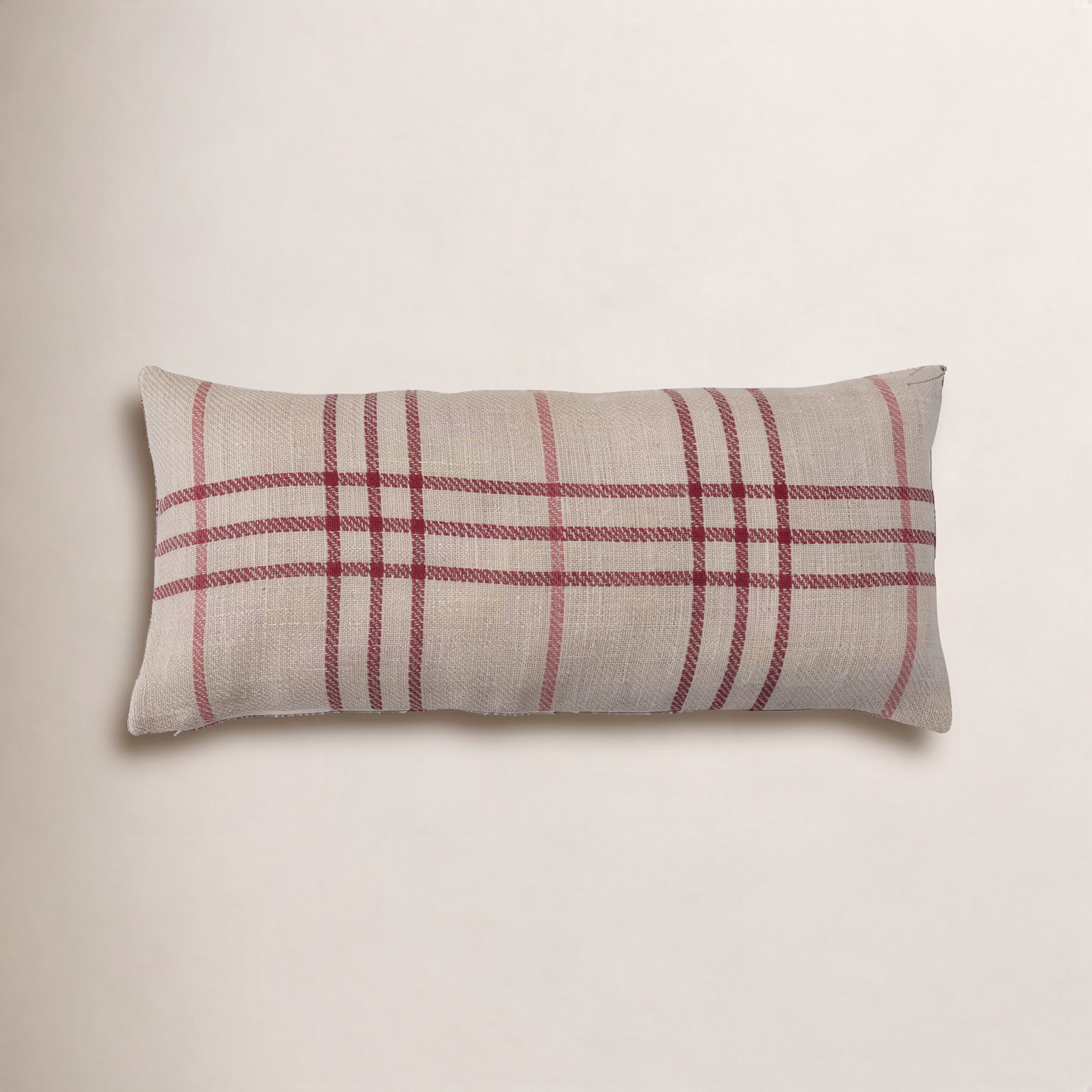Plaid Jute / Sisal Lumbar Throw Pillow