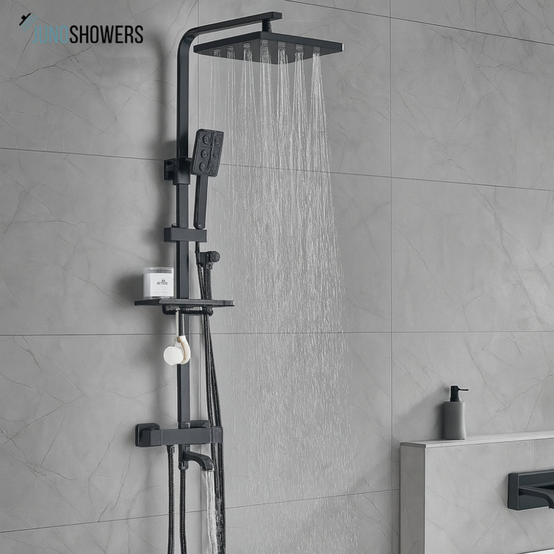 Colonne de douche thermostatique noire à 3 voies Juno