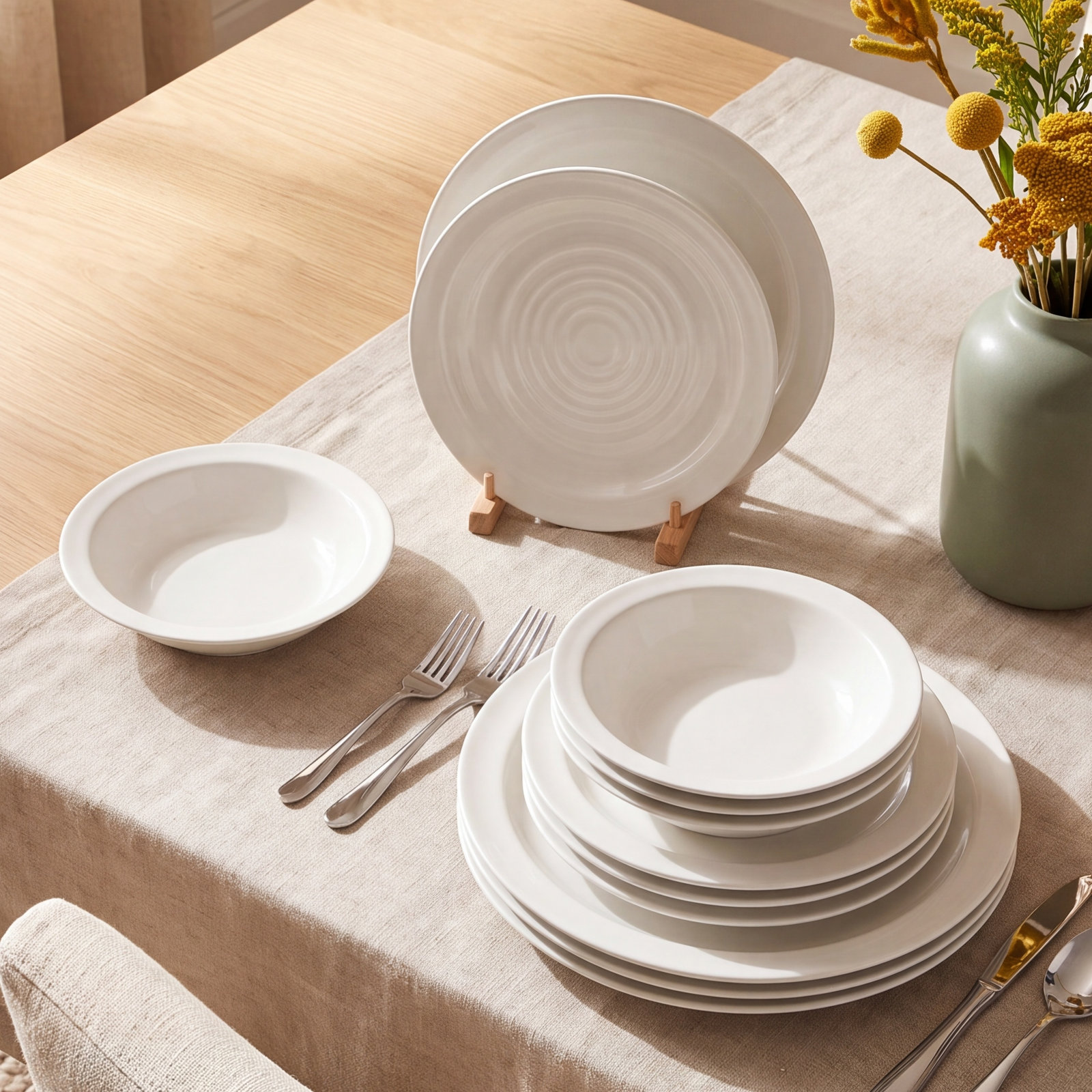 Orbit Stoneware Dinnerware Set, White