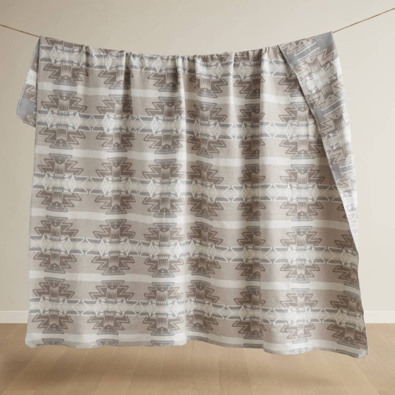 Couverture douce en mélange de coton jacquard avec bordure à coutures durables, Multi