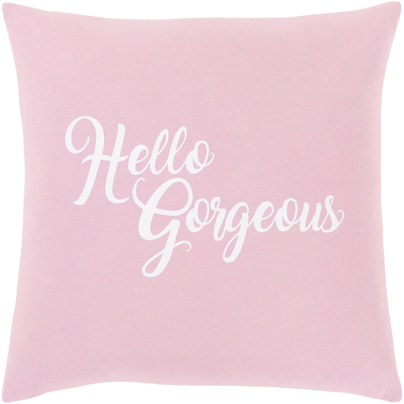 Typography Cotton Throw Pillow, Pale Pink, Polyester/Polyfill