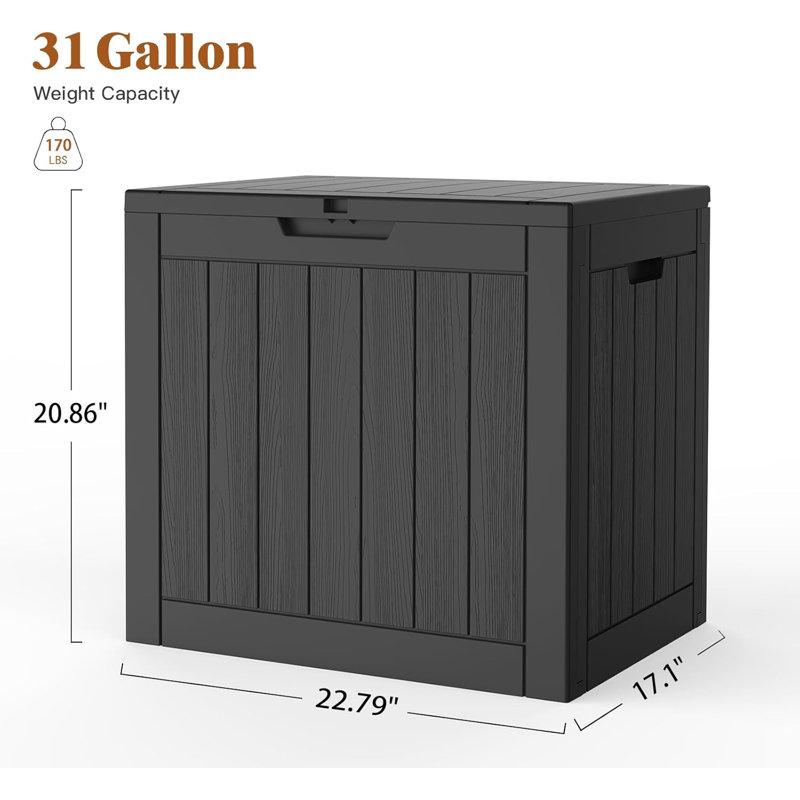 Outdoor Storage Box, 31 Gallon Waterproof Deck Box For Outdoor And Indoor, UV-Resistant Outside Storage With Lockable Lid For Patio, Pool, Garden Tools, Package Delivery