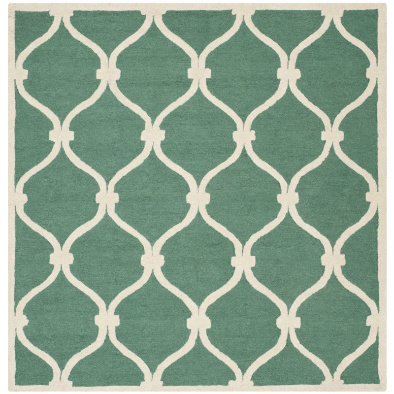 Cannen Hand Tufted Wool Geometric Rug, Square 8'
