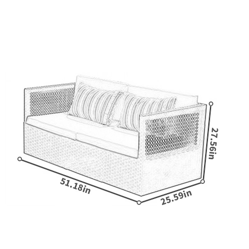 Causeuse d'extérieur en fer 51,18 po Vineel avec coussins Sunbrella®