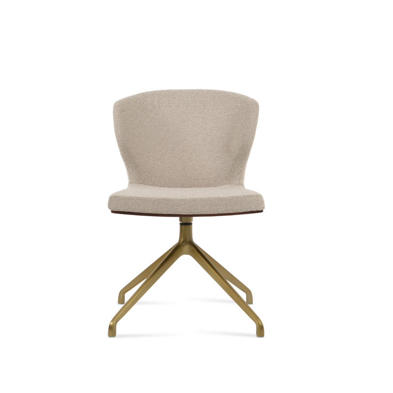 Fauteuil pivotant Amed Plus, Beige, Doré