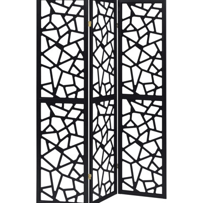 Superbe paravent noir pliable avec découpes de style mosaïque pour un attrait décoratif de l'intérieur en mosaïque 3