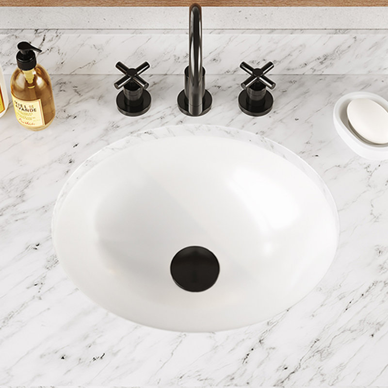 Lavabo de salle de bain ovale encastré en céramique avec trop-plein Vanity, l 21,25 po x P 17,5 po x H 8,62 po
