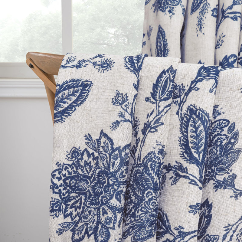 Zawacki Linen Blend Blackout Sliding Panel Pair, Navy/Beige, 52" W x 72" L
