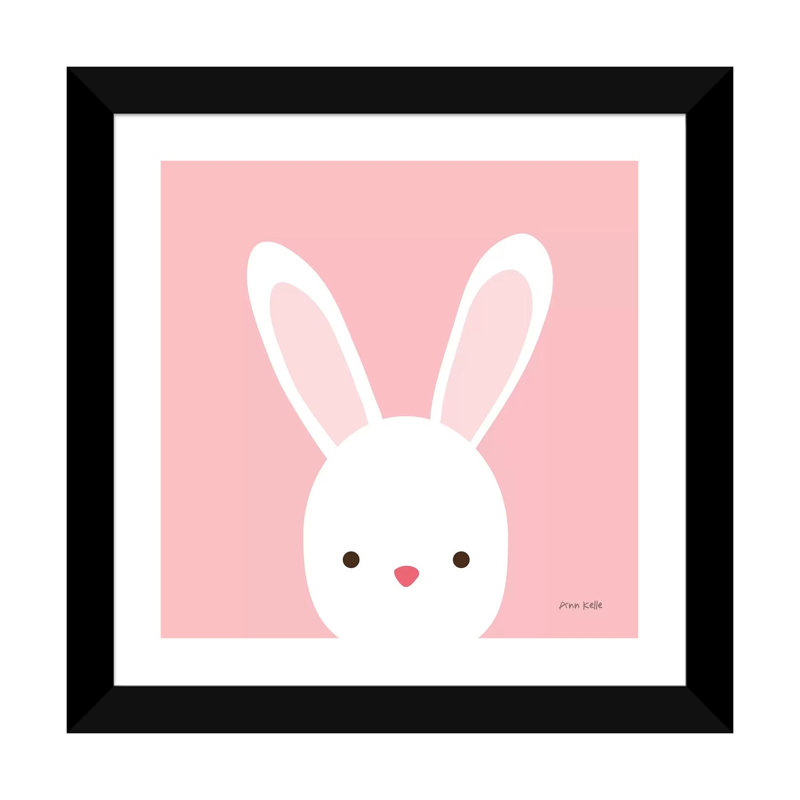 «Cuddly Bunny» par Ann Kelle - impression d'art graphique, H 16 po x l 16 po x p 1 po, Papier encadré noir