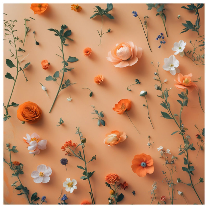 Couvre-lit floral orange, Lit simple
