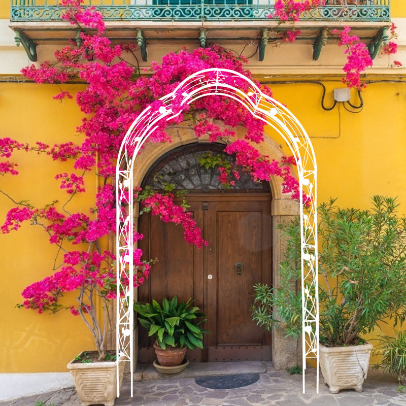 Arche de jardin en métal avec 8 styles, assemblage facile, treillis gothique pour plantes grimpantes, Blanc