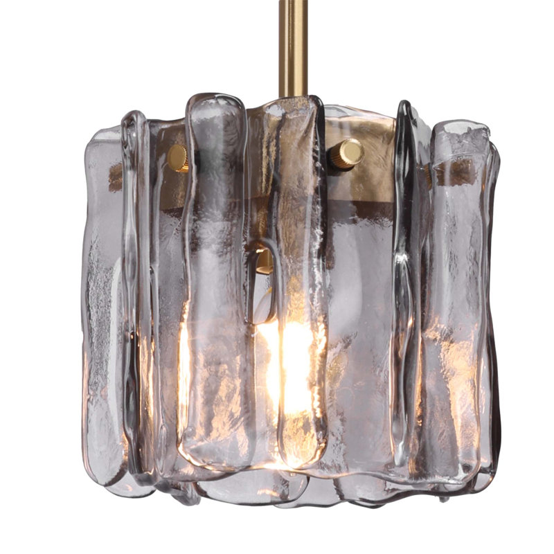 Luminaire suspendu moderne en verre fumé, 1 lumière, Gris