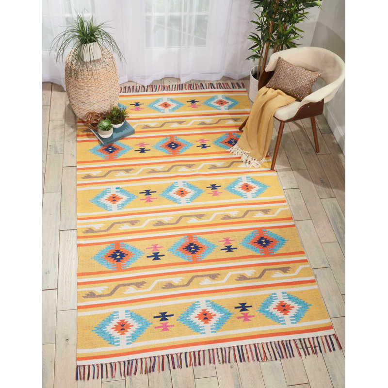 Tapis jaune bohémien Farrah, Rectangle 8 pi x 10 pi