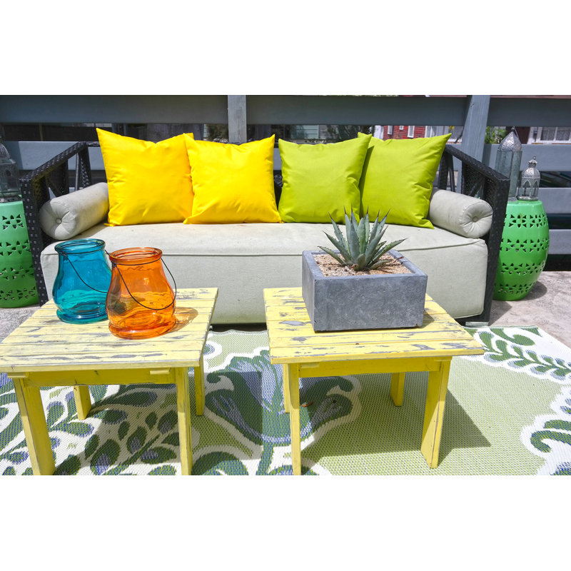 Outdoor Reversible Throw Pillow, Yellow, 20" x 20"