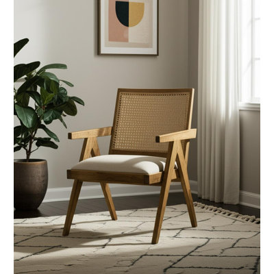  Chaise avec accoudoirs en bois de lin beige