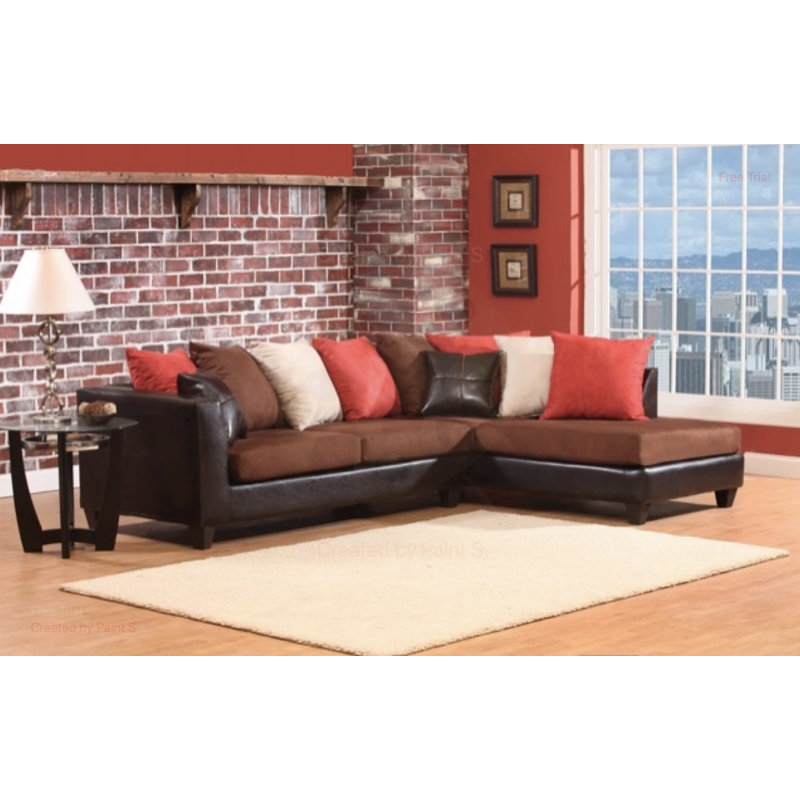 Canapé modulaire Juno, Similicuir chocolat / mélange de polyester rouge
