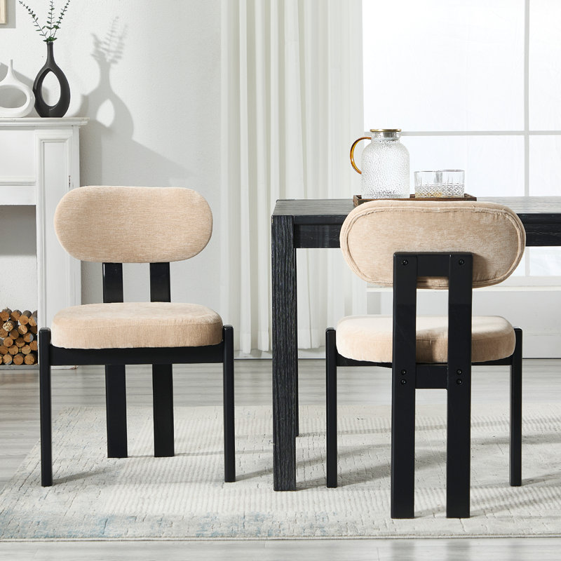 Modern Solid Wood Upholstered Dining Chair With Backrest,Beautiful Side Chair For Dining Room, Office And Parlor, Khaki