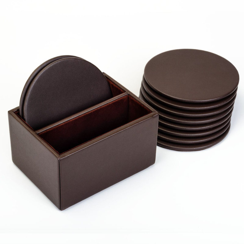 Ensemble de literie avec porte-verres 11 pièces, Brun