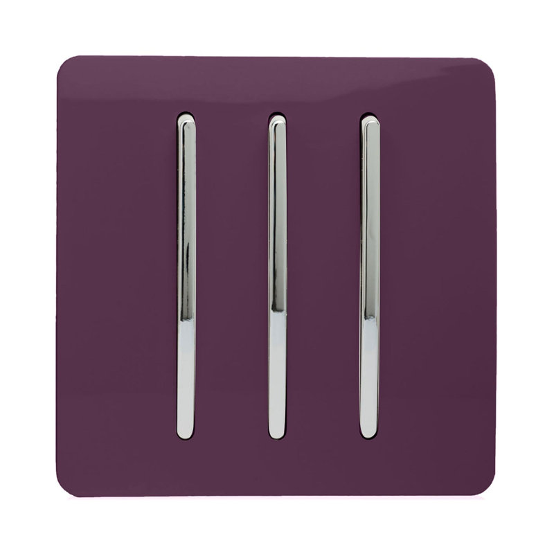 Trendi Switch 3 Gang 1 or 2 way Rocker Light Switch, Plum
