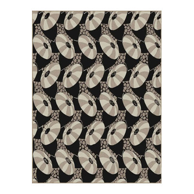 Gray and Black Toned Abstract Patterned Woven Base Modern Decorative Washable Rug