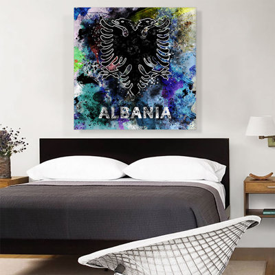 " Flag Of Albania Black Blue Splatter "