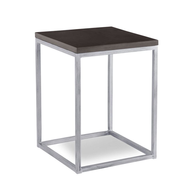 Chaplin Solid Wood End Table, Brushed Silver, Cinder