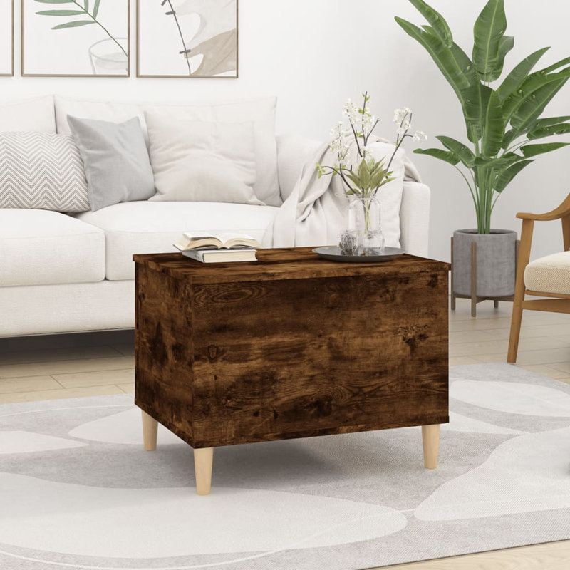 Kishaun Lift Top Four Leg Coffee Table with Storage, 45cm H x 60cm W x 44.5cm D, Smoked Oak
