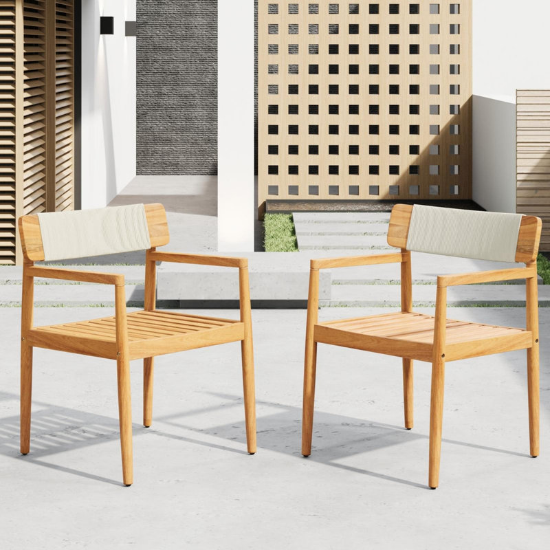 Chaises de salle à manger modernes, Teck / Blanc