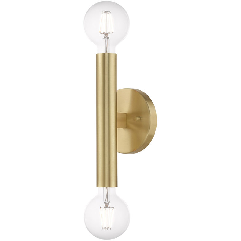2 Light ADA Wall Sconce | Steel Base | 5.125 inch - Stylish and Functional Lighting, Satin Brass