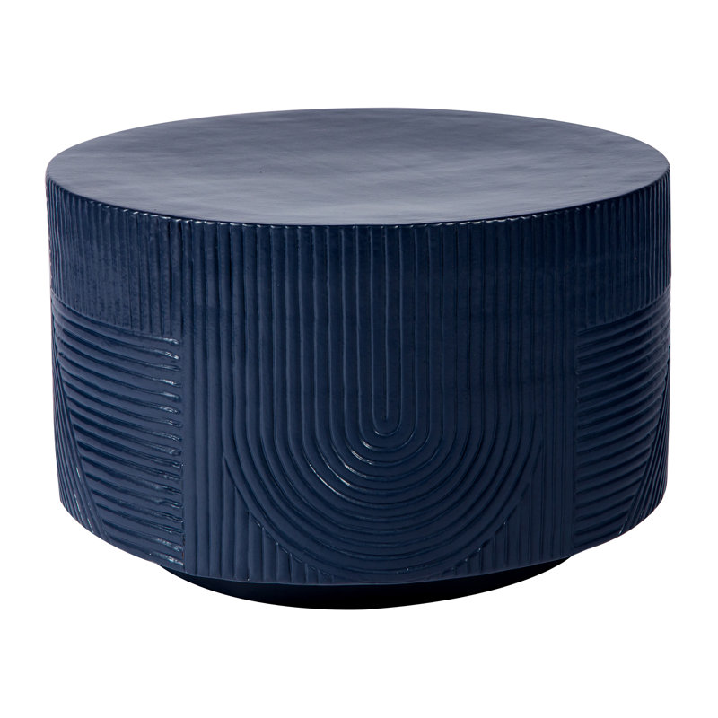 Provenance Signature Outdoor Round Side Table, Gloss Indigo