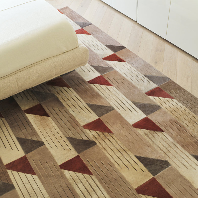 Art Hide X Greg Natale Cowhide Block Print Area Rug, Rectangle 5' x 8'