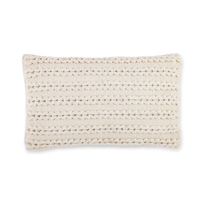 12 Inch Ivory Cotton Woven Lumbar Pillow