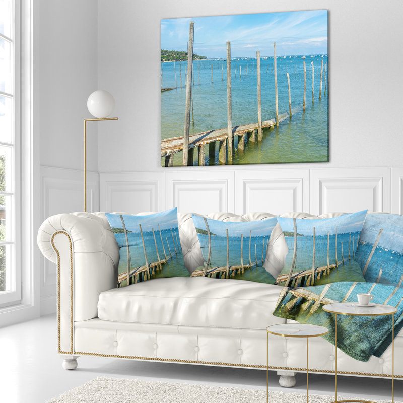 Piliers en bois seascape par coussin de mer, 18 po x 18 po, Coussin décoratif