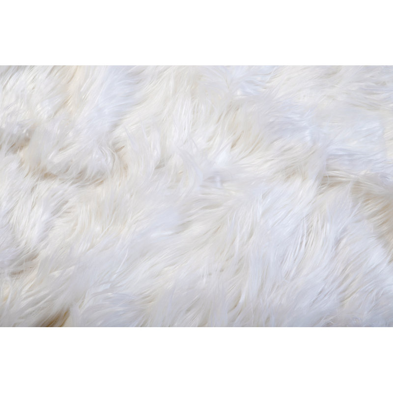 White Mongolian Faux Fur Throw Blanket 60 x 50