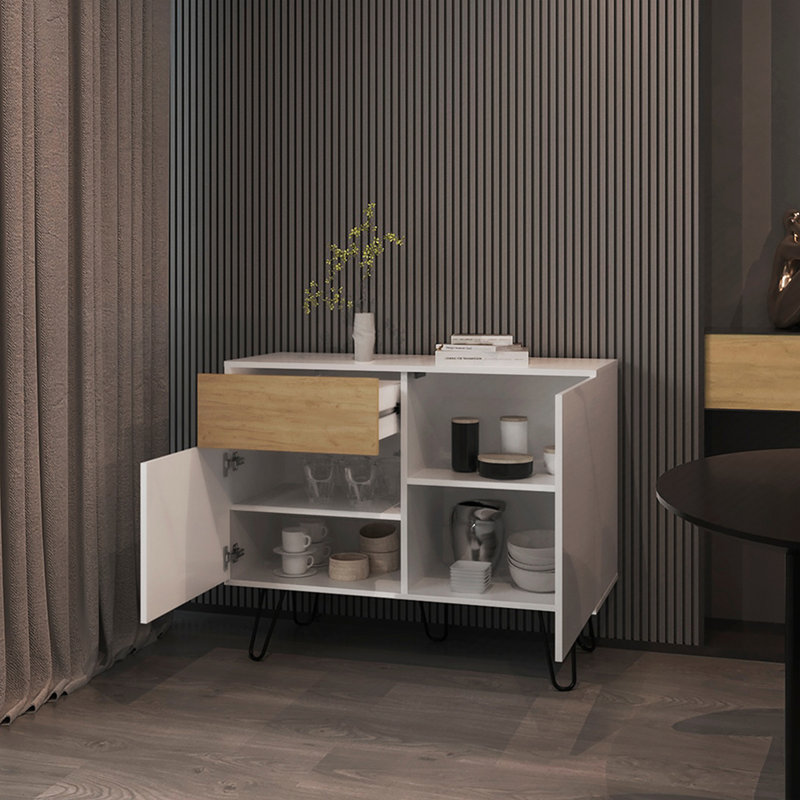 Buffet Platea, salon, blanc / macadamia