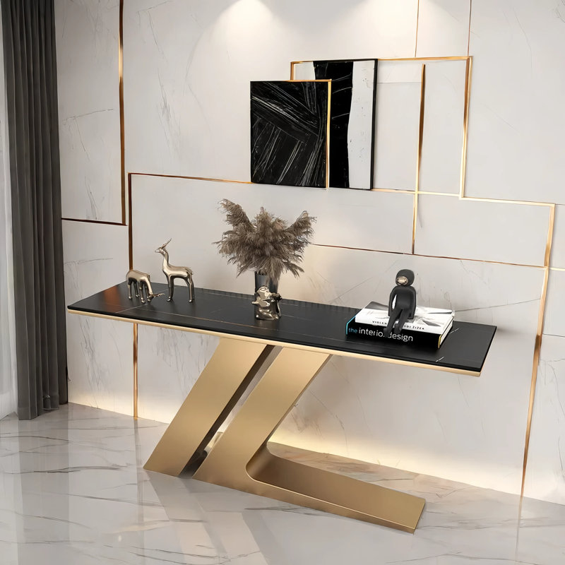 Console d'entrée de luxe, Noir, noir, noir, noir, H 31,5 po x l 63 po x P 11,8 po