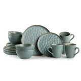Potter's Corner By  16-Piece Dinnerware Set Service For 4 - Hand Crafted Bowls And Plates Set W/Mugs, Stoneware Dinnerware Set, Microwave & Dishwasher Safe Plate Set
