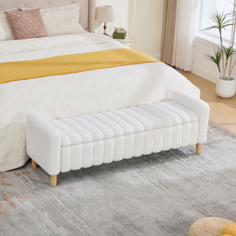 Banc de repose-pieds avec repose-pieds rectangulaire avec rangement Nova 63,4 "Nova, Ivory